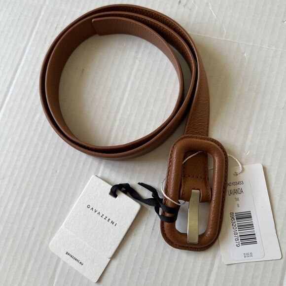 Veronica Beard/GAVAZZENI Leather Belt 90/M Lavanda Tan Brown Made in Italy NWT main image 5